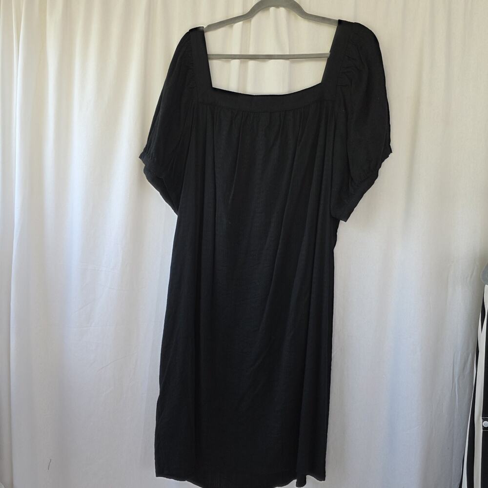 Old Navy Puff-Sleeve Dobby Mini Swing DressBlack Plus Size 2X Peasant Casual - Picture 12 of 12